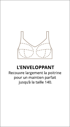 Enveloppant - Recouvre largement la poitrine pour un maintien parfait jusqu'à la taille 140.