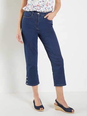 Pantacourt denim, détails dorés