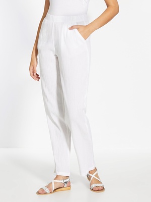 Pantalon en tissu créponné pur coton